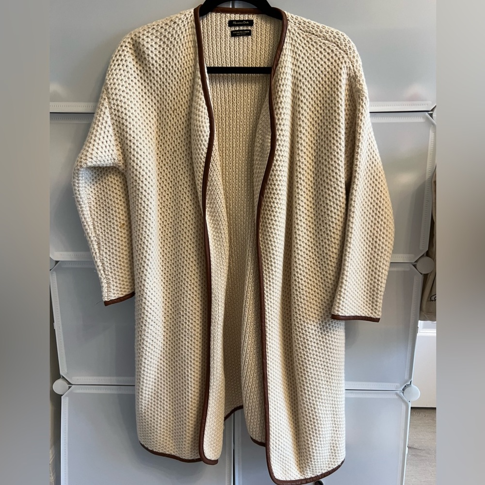 Massimo Dutti Cream and Brown Cardigan